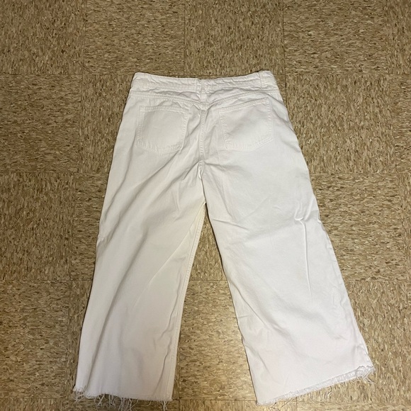 Women’s Zara Wide Leg Crop Raw Hem Jeans - Size 10 - Picture 2 of 3